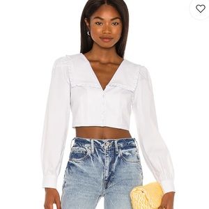 Celia Crop Blouse in White - L’Academie. Size small